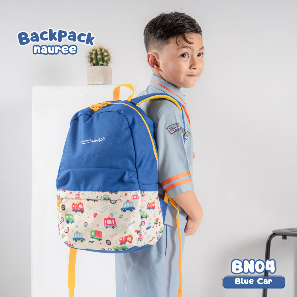 Nauree - Backpack Free Pouch Strap Bahu Empuk Untuk Anak Perempuan Laki Laki Karakter Kartun Gambar Superhero Tali Punggung BN 01 02 03 04 Bahan Cordura Cocok Untuk Anak Sekolah TK SD Modis Berkualitas Awet