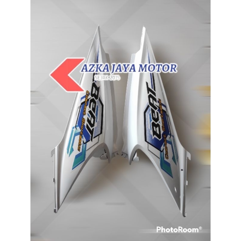 Cover Body Beat Karbu putih 2008 + Striping beat karbu 2008 putih biru