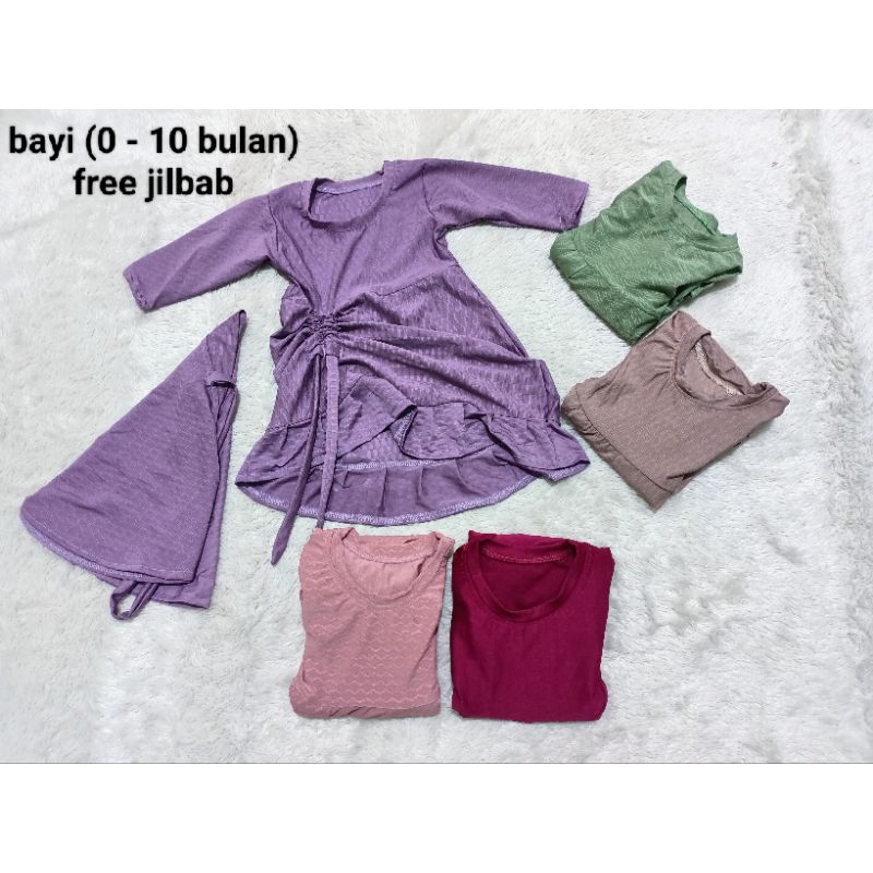 gamis serut bayi (0-9 bulan) free jilbab