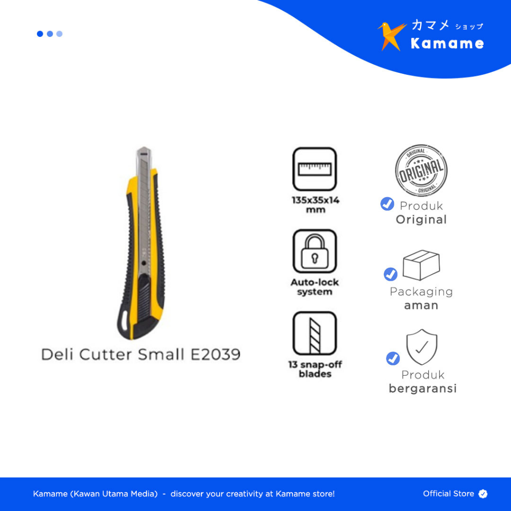 

Deli Cutter - 2039 Expect Small SK5 Auto Lock Comfort Grip Yellow - Kamame