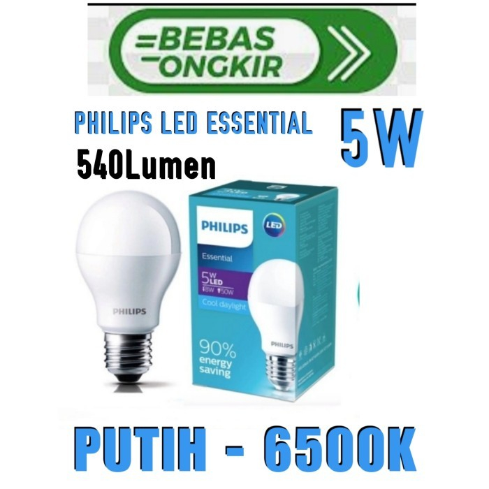 PHILIPS LAMPU LED ESSENTIAL 5W PHILIPS LED 5W PUTIH