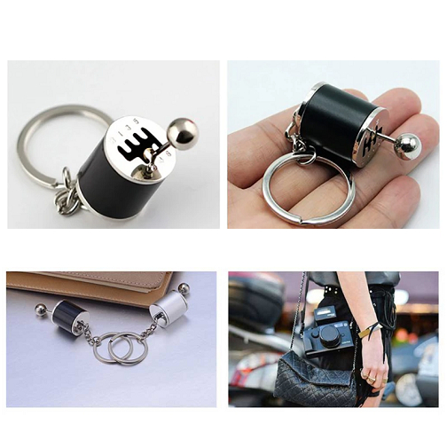 Keychain Roda Gigi Gear - Gantungan Kunci Tuas Persneling Transmisi Manual Turbo Mobil 6 Kecepatan