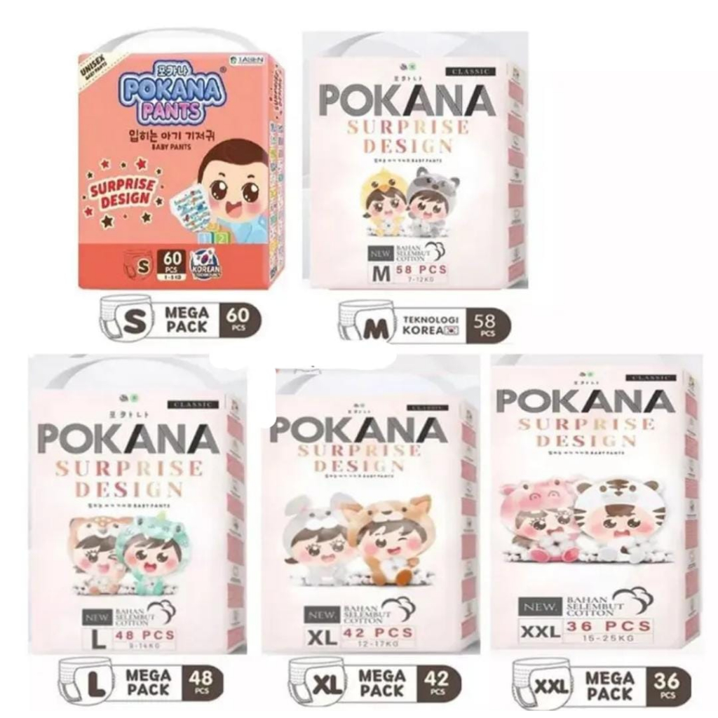 Pokana Mega Pack Super Jumbo Pants S60 / M58 / L48 / XL42 / XXL36 | Popok Celana