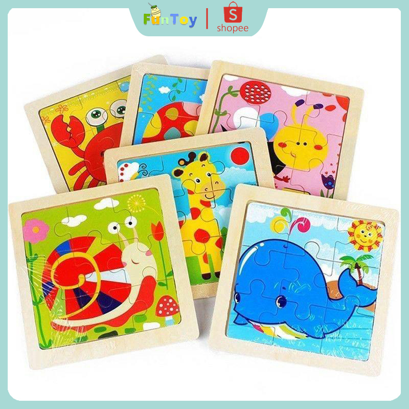 FUNTOY 10 Gaya puzzle kayu jigsaw puzzel kayu mainan mainan puzzle anak