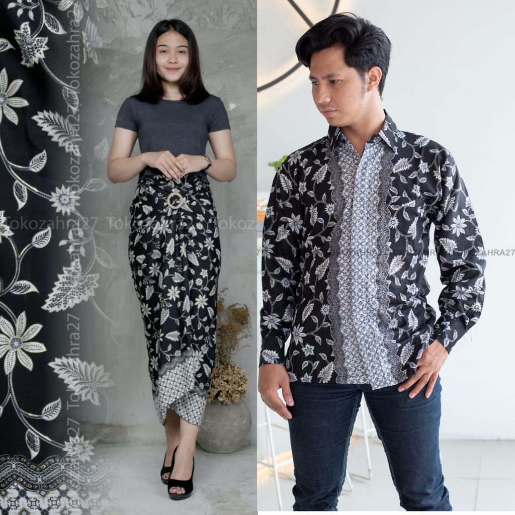 Couple Kemeja Batik Rok Lilit batik Lengan Panjang MOTIF LILI