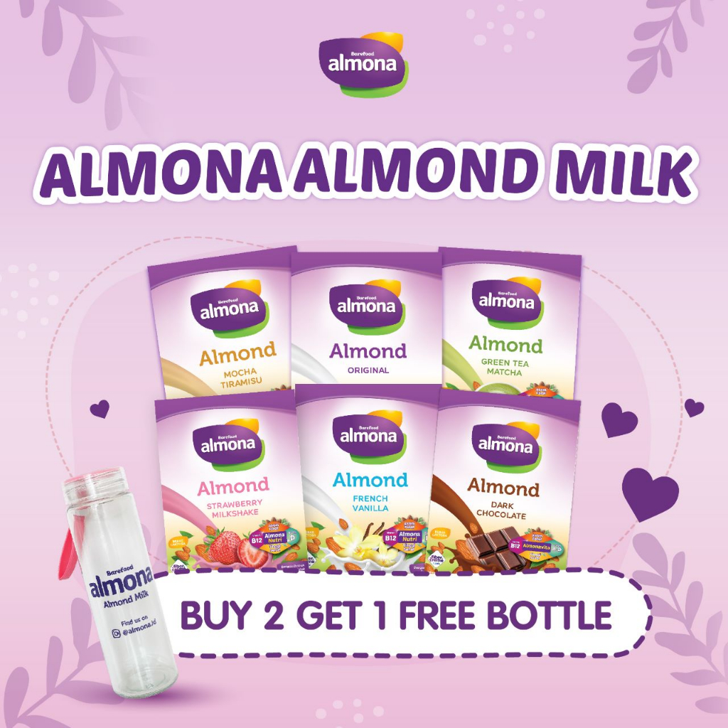 Barefood Almona Almond Milk Powder Strawberry Milkshake - ASI Booster