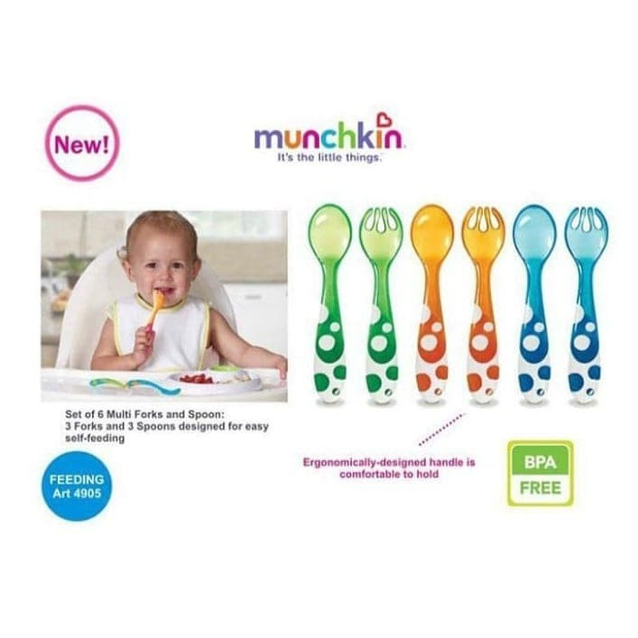 Munchkin Multi Toddler Forks and Spoons, 6 Pack