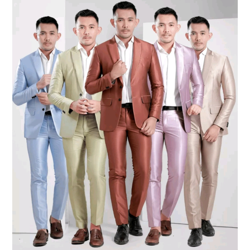 JAS PENGANTIN PRIA BAHAN SEMI WOLL SETELAN JAS POLOS