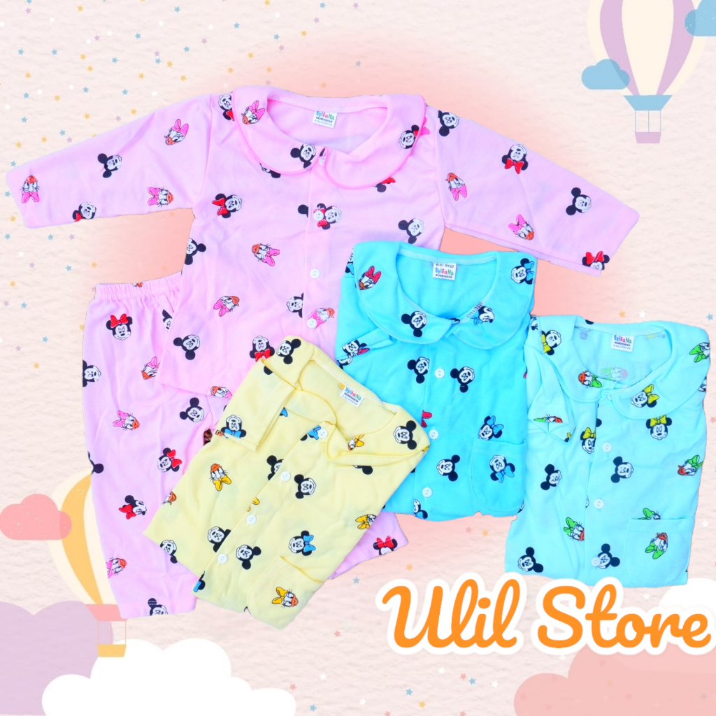 PIYAMA BAYI PEREMPUAN LENGAN PANJANG 3-18 BULAN MOTIF