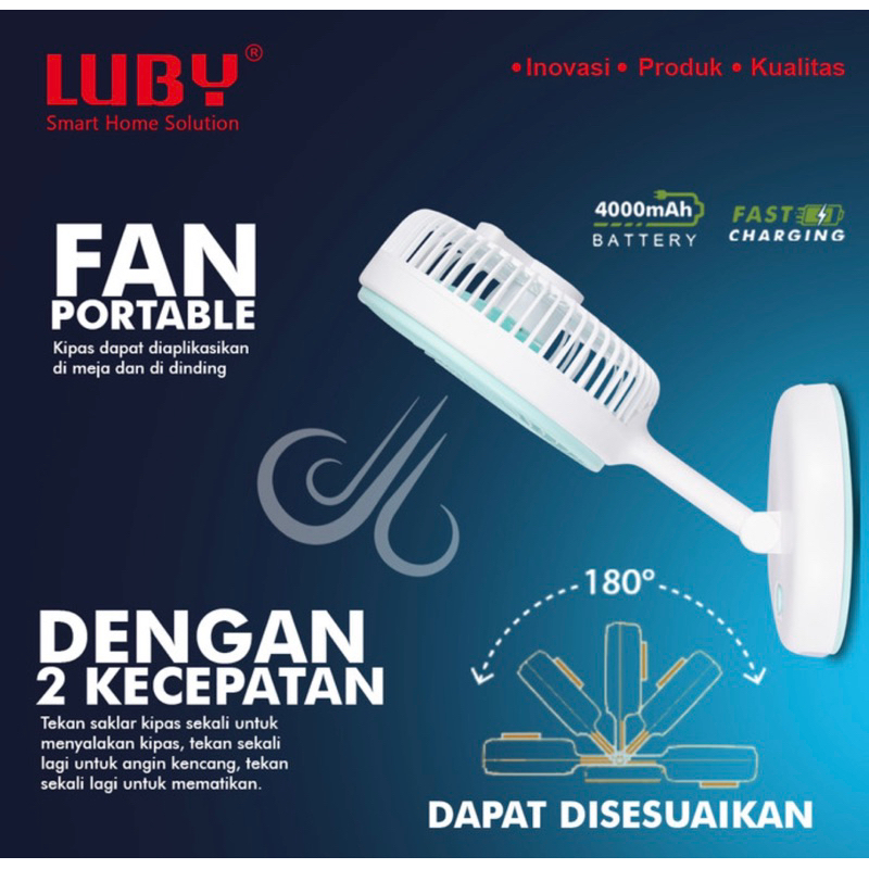 LUBY KIPAS PORTABLE L 695 2 IN 1 KIPAS DENGAN LAMPU EMERGENCY AC DC