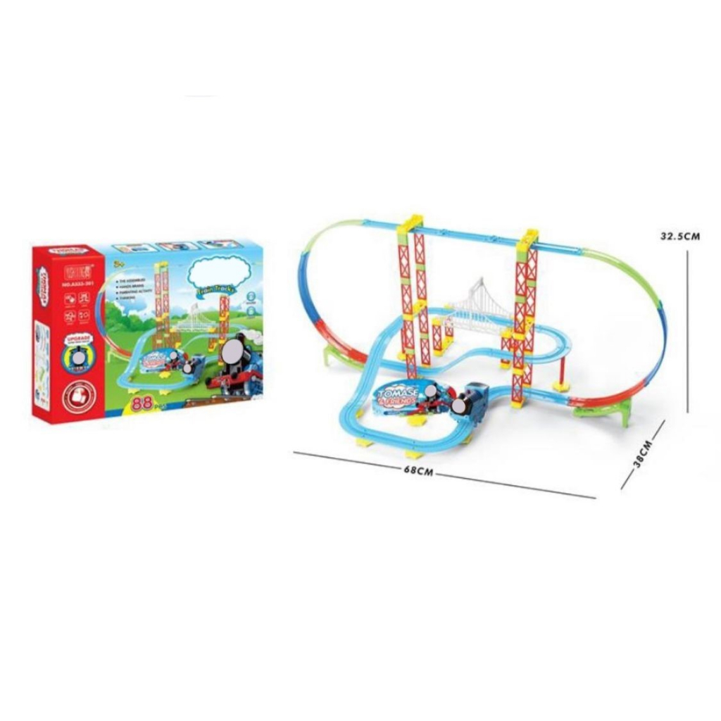 Mainan Kereta Api TRAIN &amp; THO MAS ISI 88PCS Train Tracks Roller Coaster