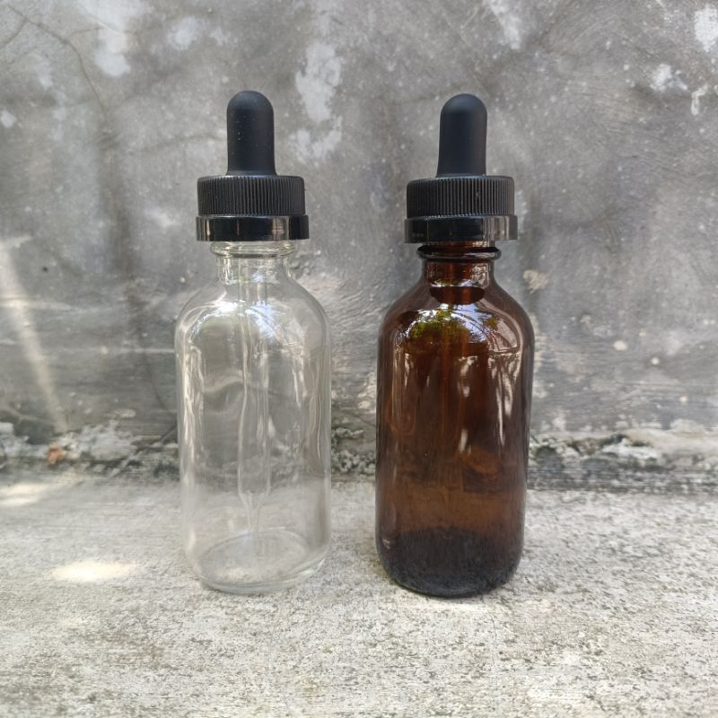 Botol pipet kaca 60ml bening / Amber / botol pipet tetes essential oil