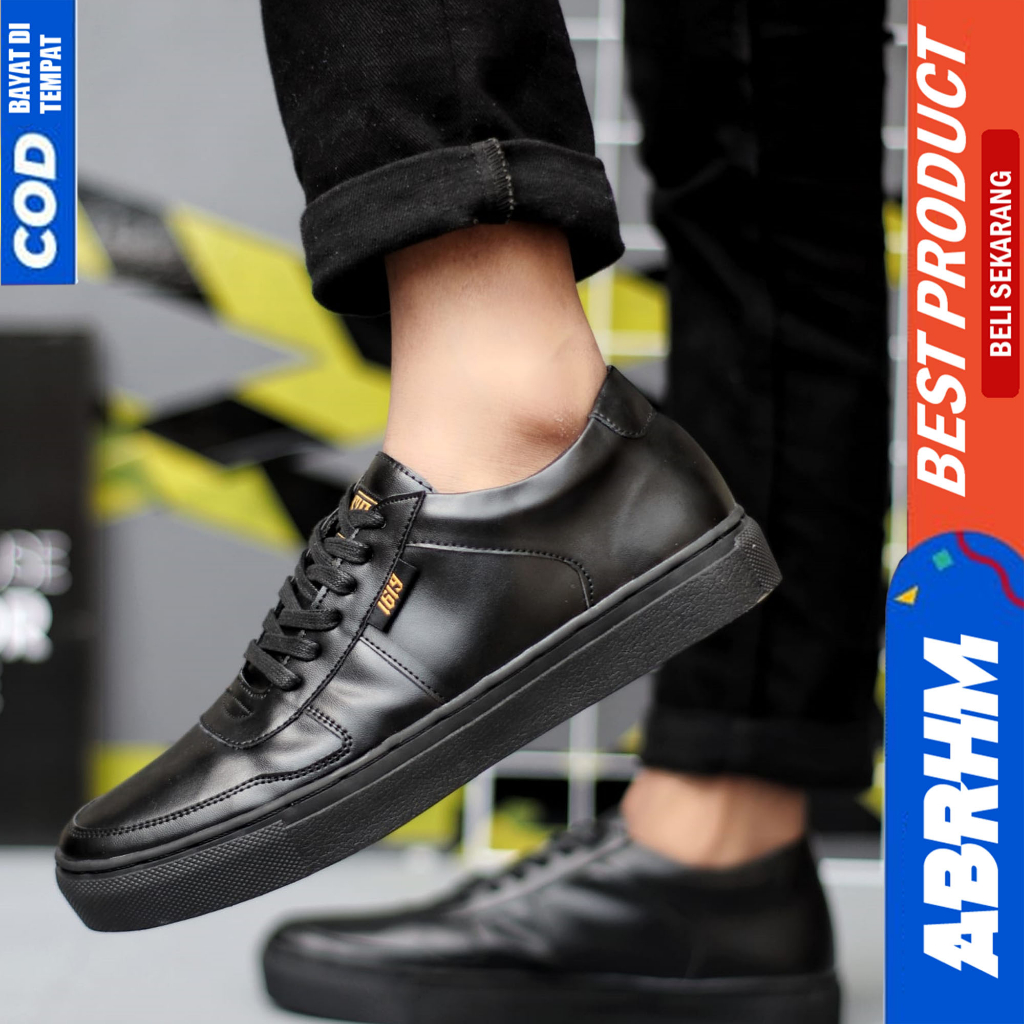 ABRHM Sepatu Formal Casual Sneakers Hitam Kerja Pria