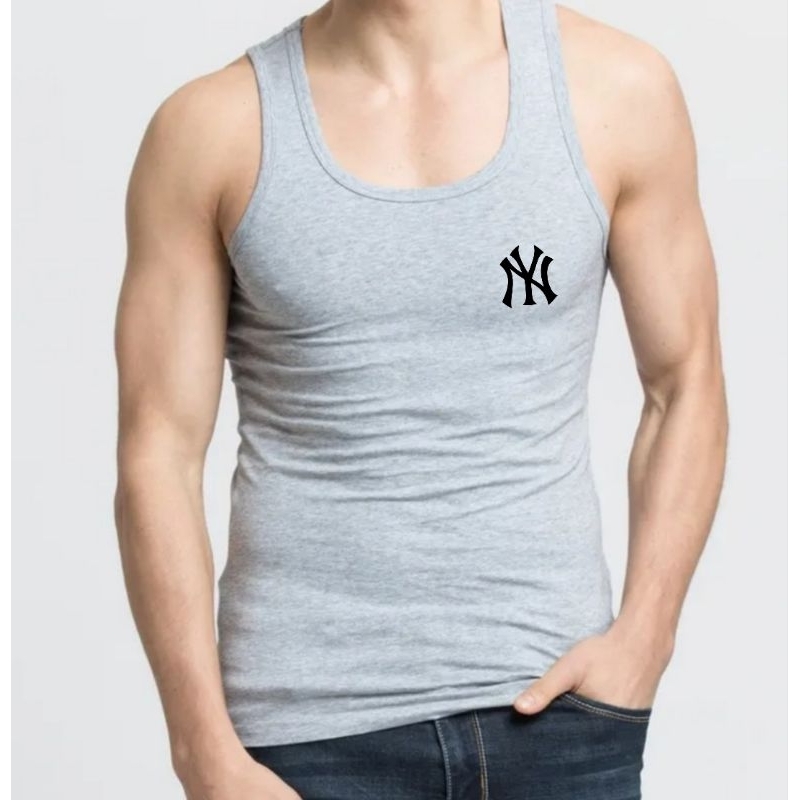 Singlet Dewasa Logo NY Atasan Oblong Tanpa Lengan Baju Distro Dalaman Pria Tanktop Logo COD