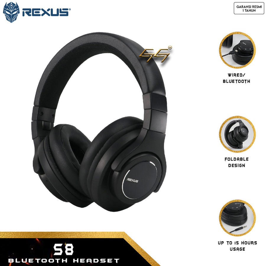 Headset Gaming Rexus S8 S-8 Foldable Bluetooth Headphone