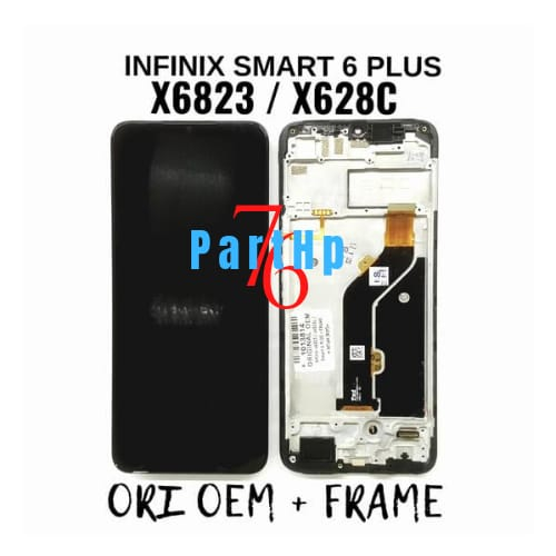 Lcd Touchscreen Infinix Smart 6 Plus X6823/X628C Fullset Plus Frame Ori Oem