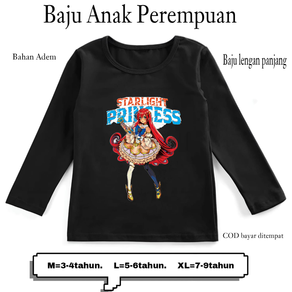 Kaos Baju Anak Cewek Lengan Panjang Starlight Princess
