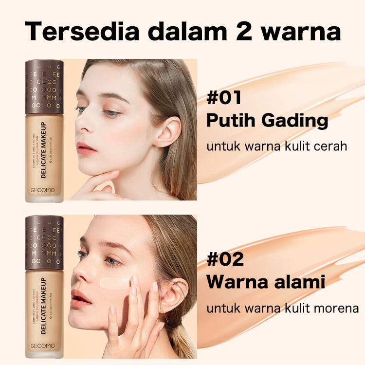 Lisa Same Style Shimmer Liquid Foundation concealer kedua, Melembabkan Cakupan Tahan Lama 24 jam, SPF50+ PA+++