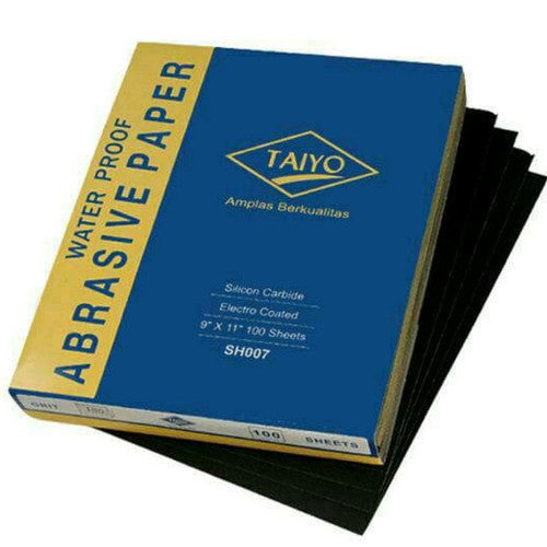 Amplas Kertas Taiyo Grit 1000 Lembaran Kayu Plastik Besi Batu Akik Tembok Motor Mobil