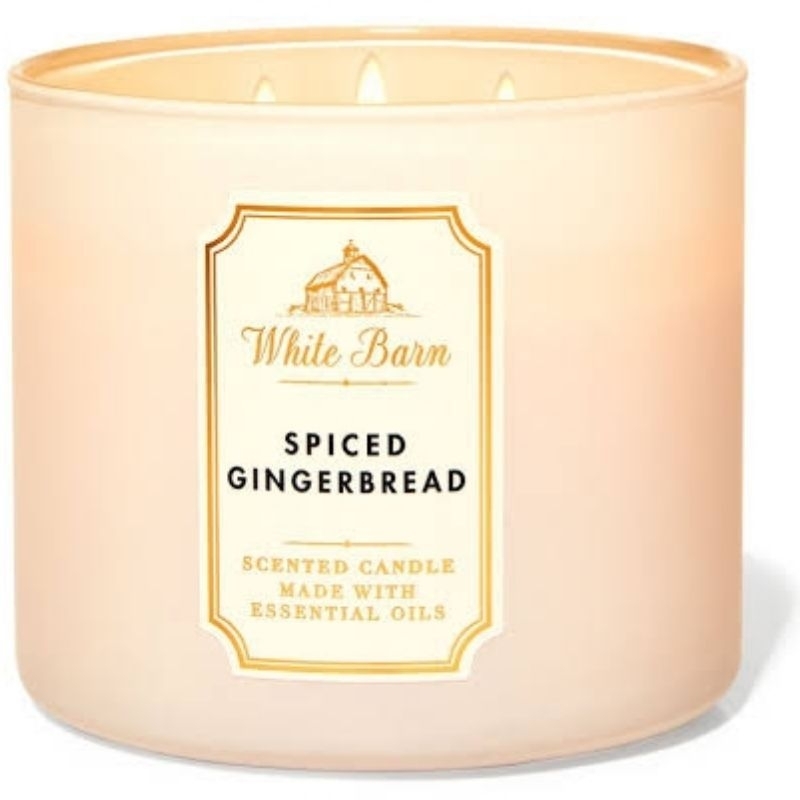 BATH AND BODY WORKS BBW SPICED GINGERBREAD 3 WICK SCENTED CANDLE MADE WITH ESSENTIAL OILS 411 G