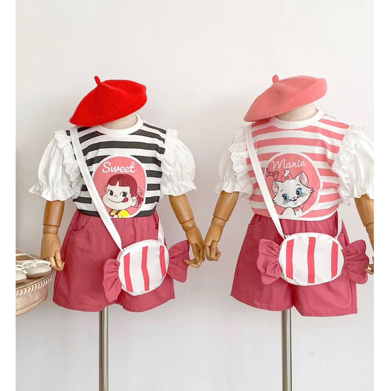 baju celana anak perempuan marie dan peko incluse tas