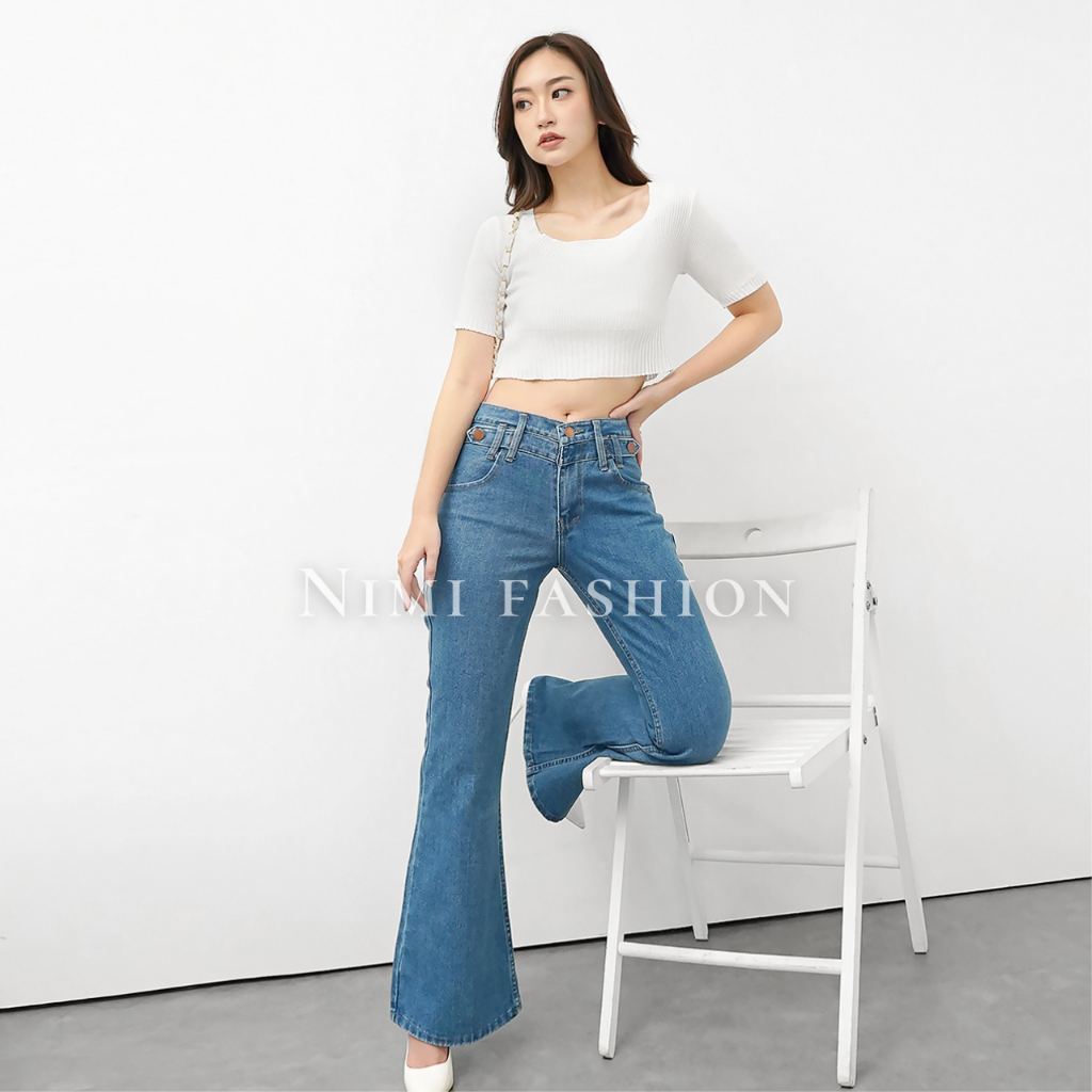 NIMI - Jeans Cutbray Highwaist Celana Hw Loose Jeans Valen