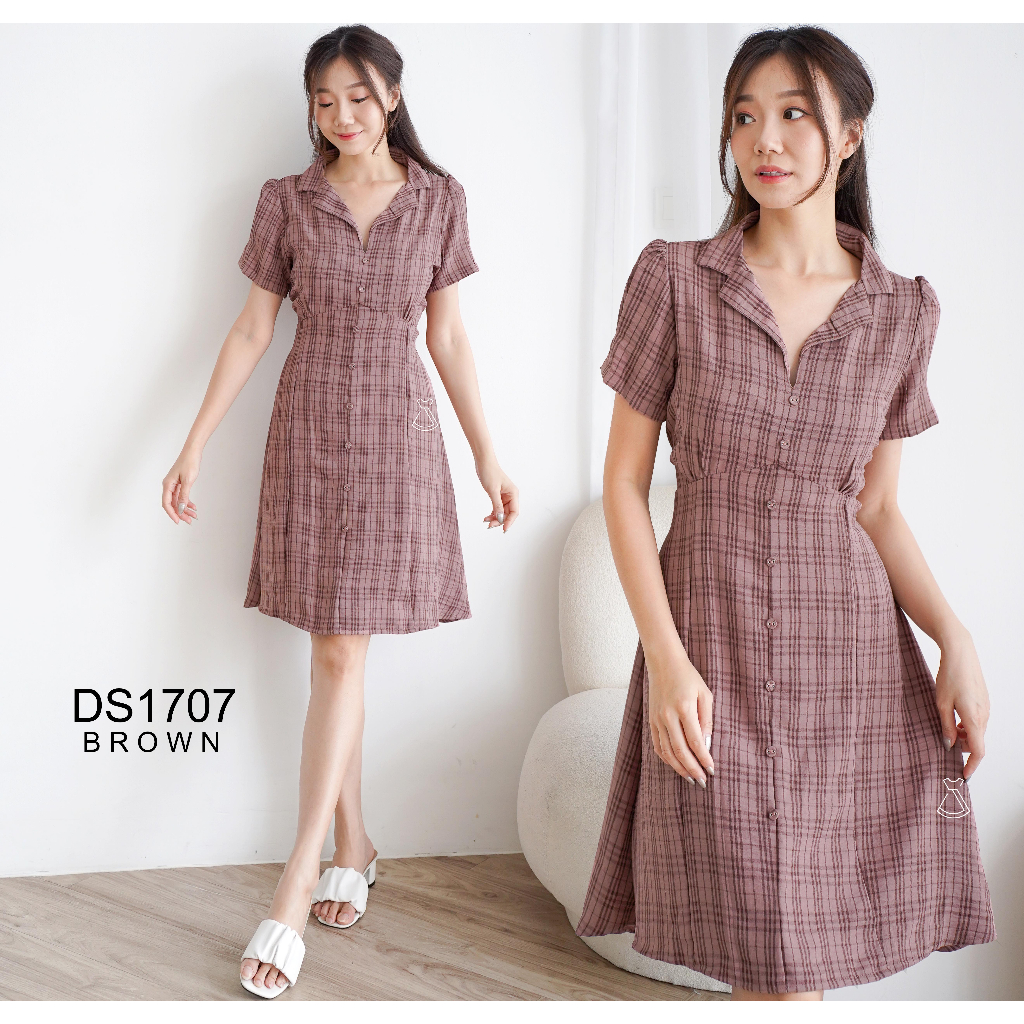 SEOLA - DS1707 - Dress Crinkle Midi Casual