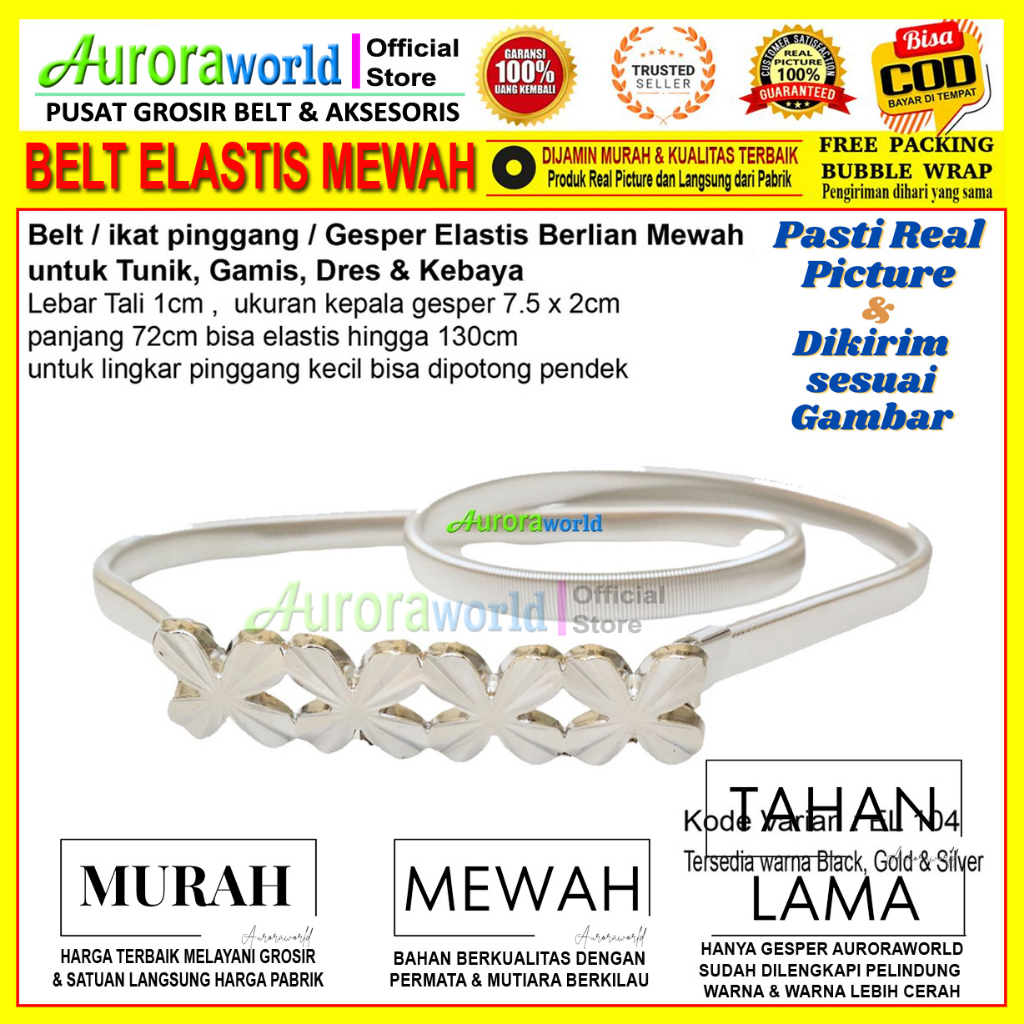 Auroraworld belt cewek elastis gesper fashion wanita terbaru elastis ikat pinggang wanita