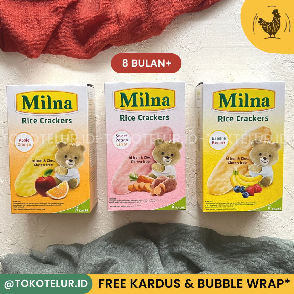 MILNA - Rice Crackers | Biskuit Bayi Cemilan Snack Bayi GLUTEN FREE (8+bulan)