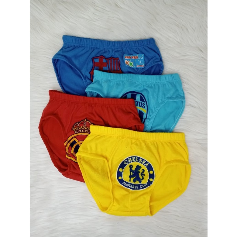 1 LUSIN | Celana Dalam Anak Laki laki KEN-KEN Motif Club Bola / Sempak Dalaman Anak Cowok / CD anak 