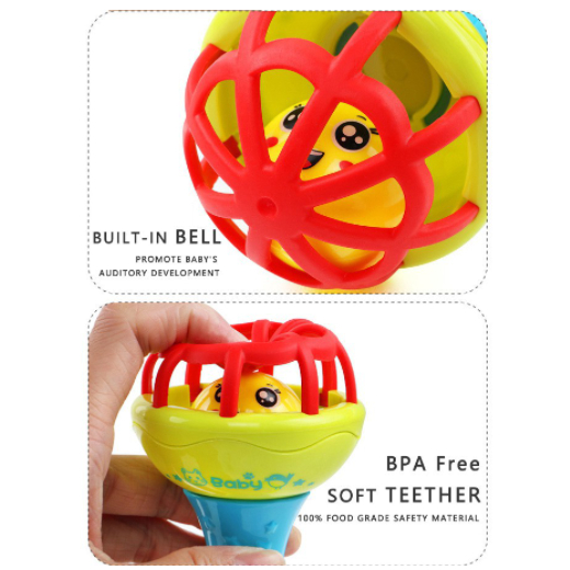 Mainan Kerincingan Bayi Bahan Karet / Baby Teether Rattle Stick / Mainan Gigitan Bayi (BPA FREE)