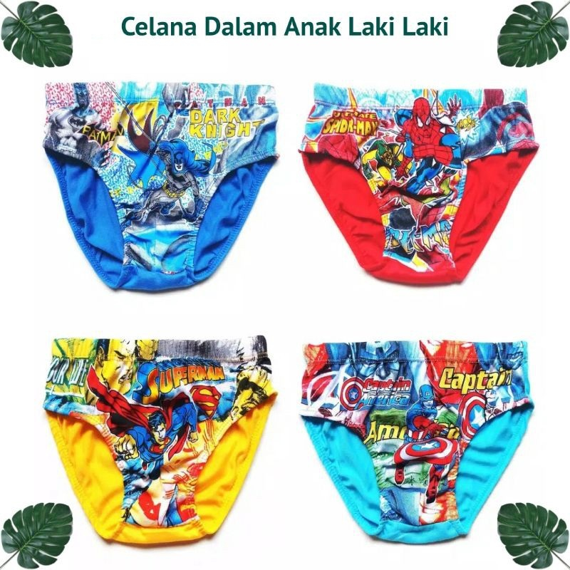 LUSINAN | Celana Dalam Anak Laki laki KEN-KEN Motif Super Hero Avenger Print Depan / Sempak Dalaman Anak Cowok / CD anak BALITA