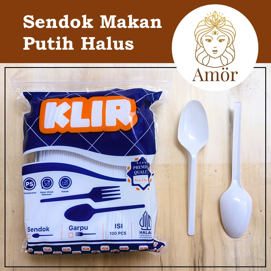 sendok plastik putih susu 100 / sendok makan plastik 100 pcs putih