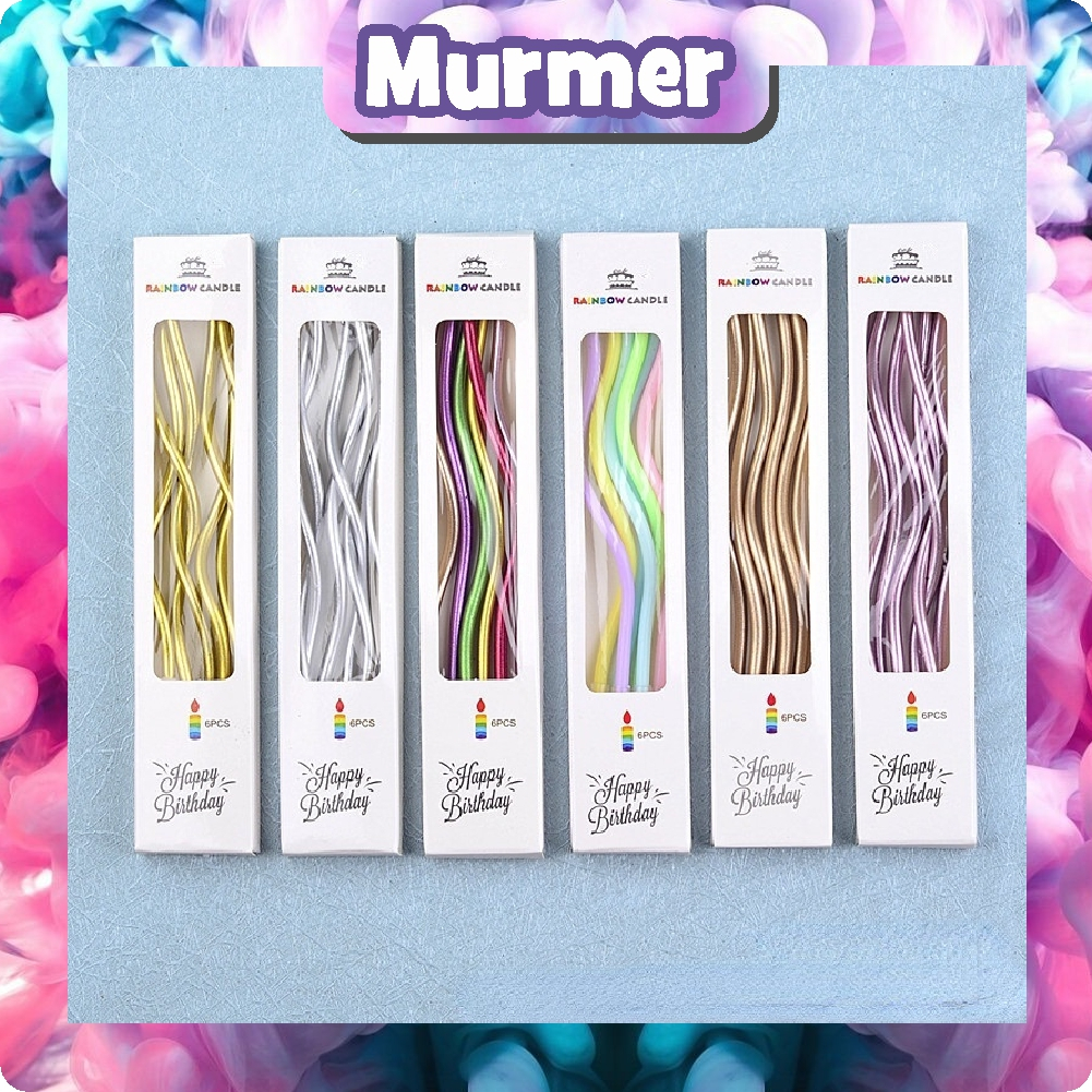 MurmerOfficial Lilin Ulang Tahun Spiral/Lilin Panjang Lilin Ulang Tahun Spiral Warna Warni Lilin Keriting isi 6pcs Lilin dekorasi ulang tahun balon ulang tahun R908