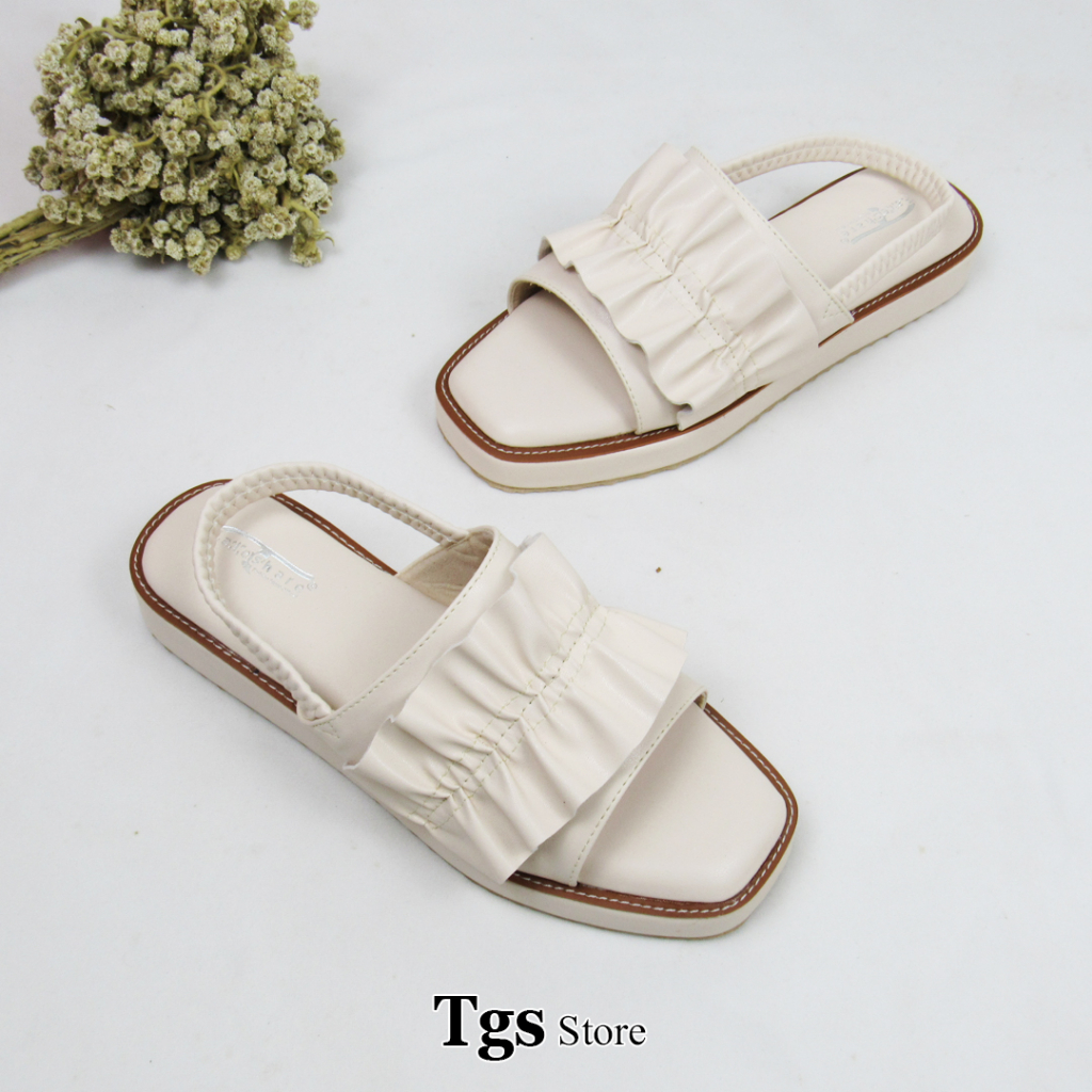 Sandal Slop Wanita Tali Kerut NJ 01