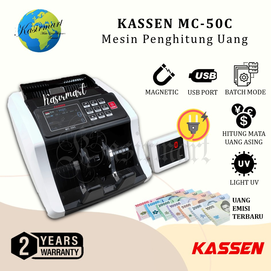 Kassen MC-50C Mesin Penghitung Uang Campur Mix Mode Uang Baru Lama MC 50C Money Bill Counter MC50C Versi Baru MC-40C MC 40C