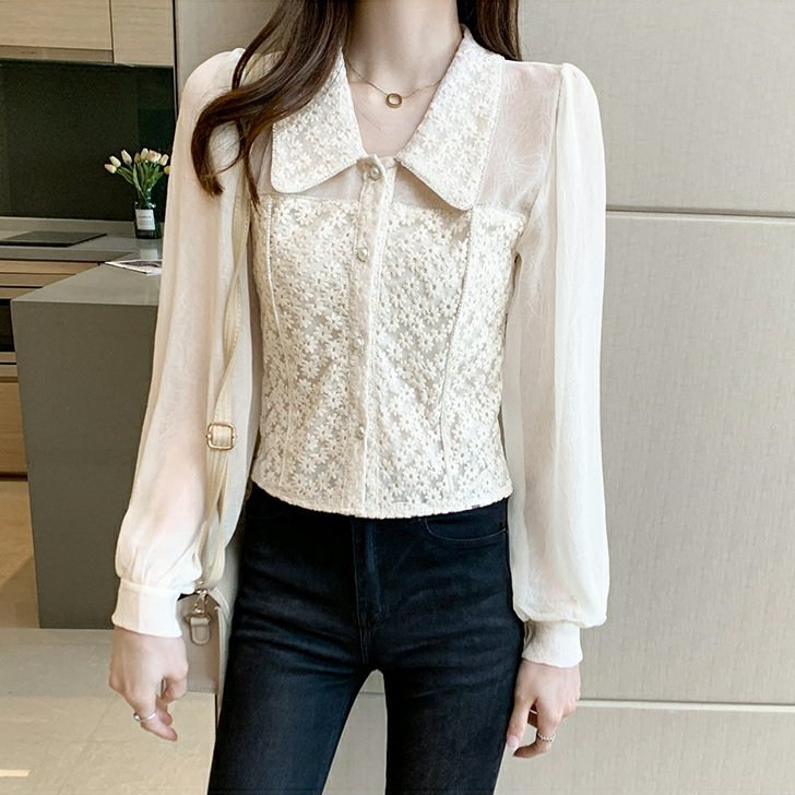 yikoo-Kemeja korea blouse lengan panjang shirt wanita