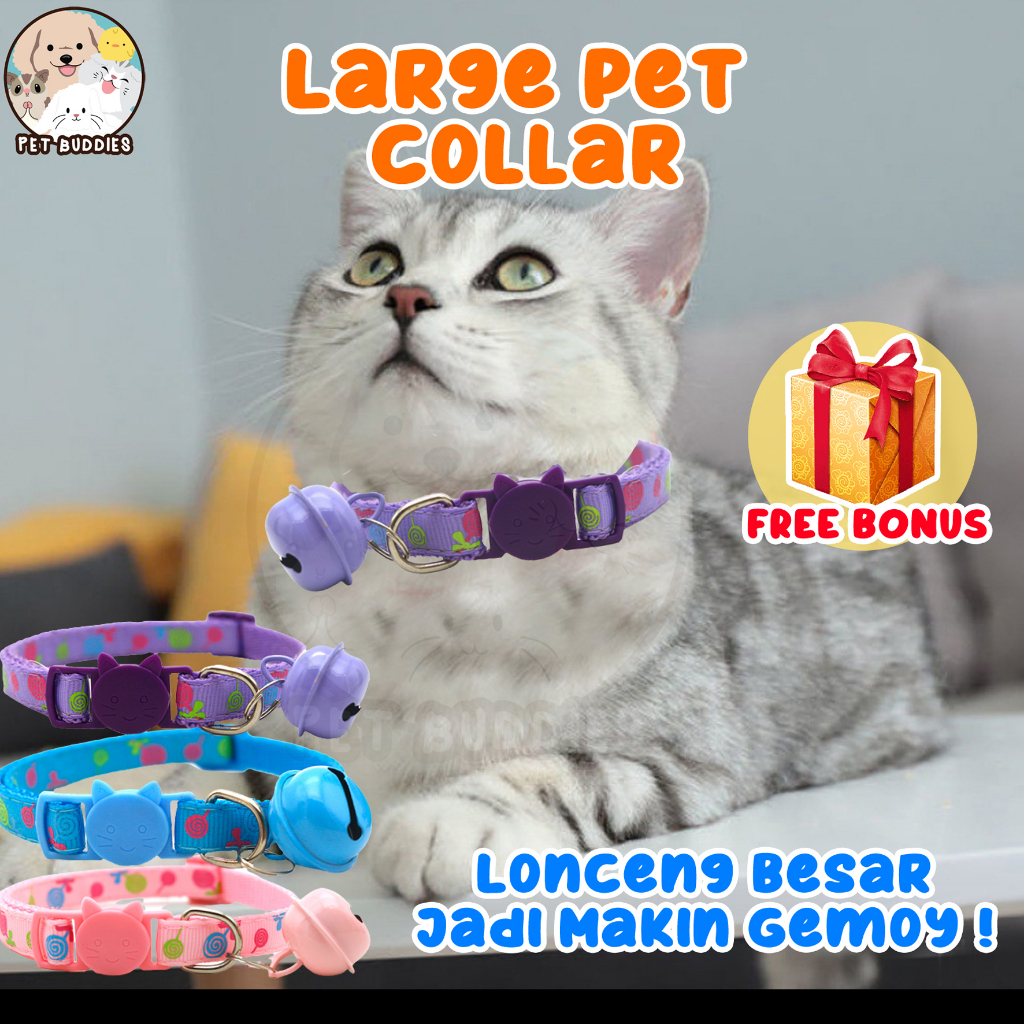 Large Pet Collar 22mm Kalung Motif Kucing