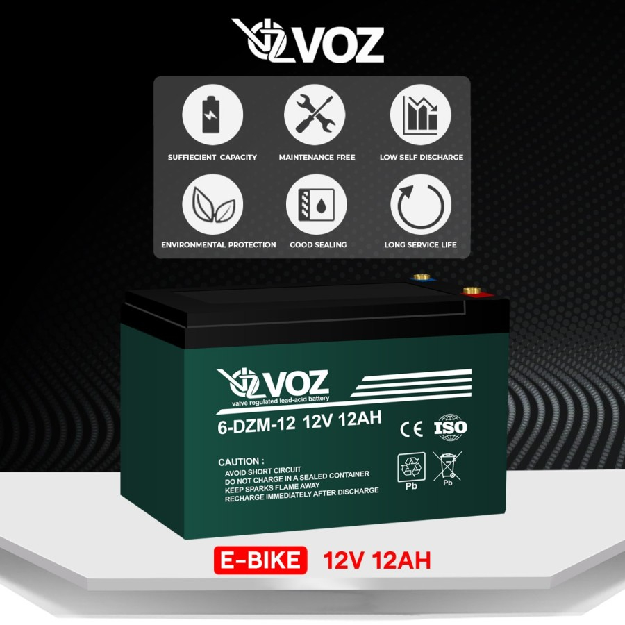 Voz Baterai Sepeda Listrik 12V 12 Ah | Voz E-Bike Baterai 12V 12 Ah selis