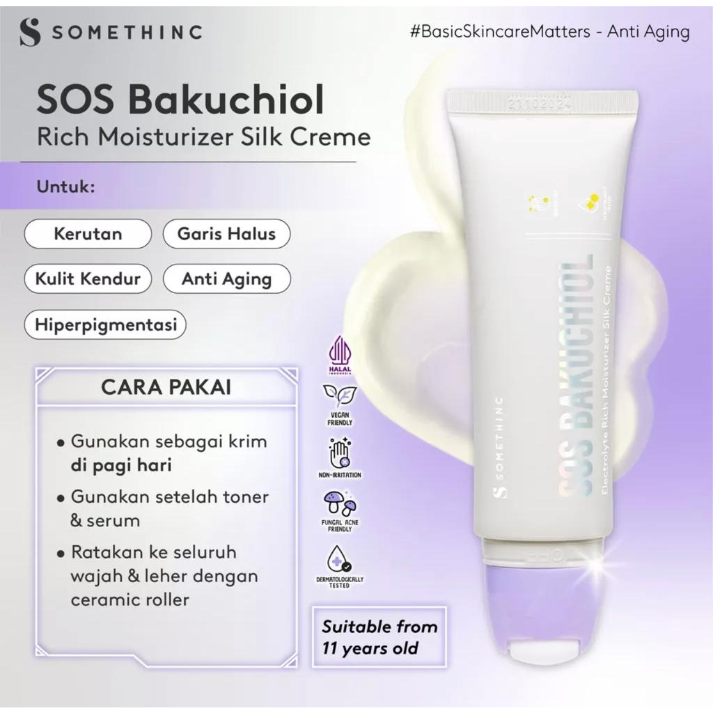 SOMETHINC SOS Bakuchiol Electrolyte Rich Moisturizer Silk Creme - Krim Pagi