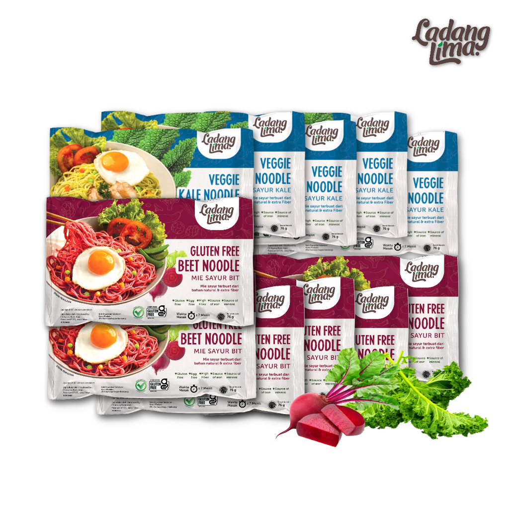 

Mie Instant Veggie Noodle Gluten Free Ladang Lima (Kuah & Goreng)