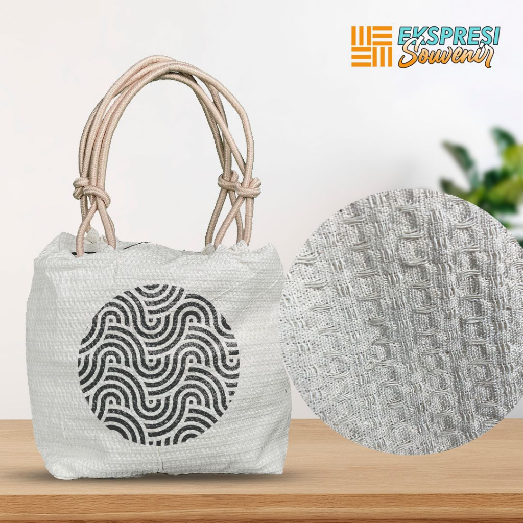 Tas Wanita Custom Sablon Plastisol Satuan Tas Totebag Kanvas Simple Abstrak Tali Sumbu Custom Tas Se