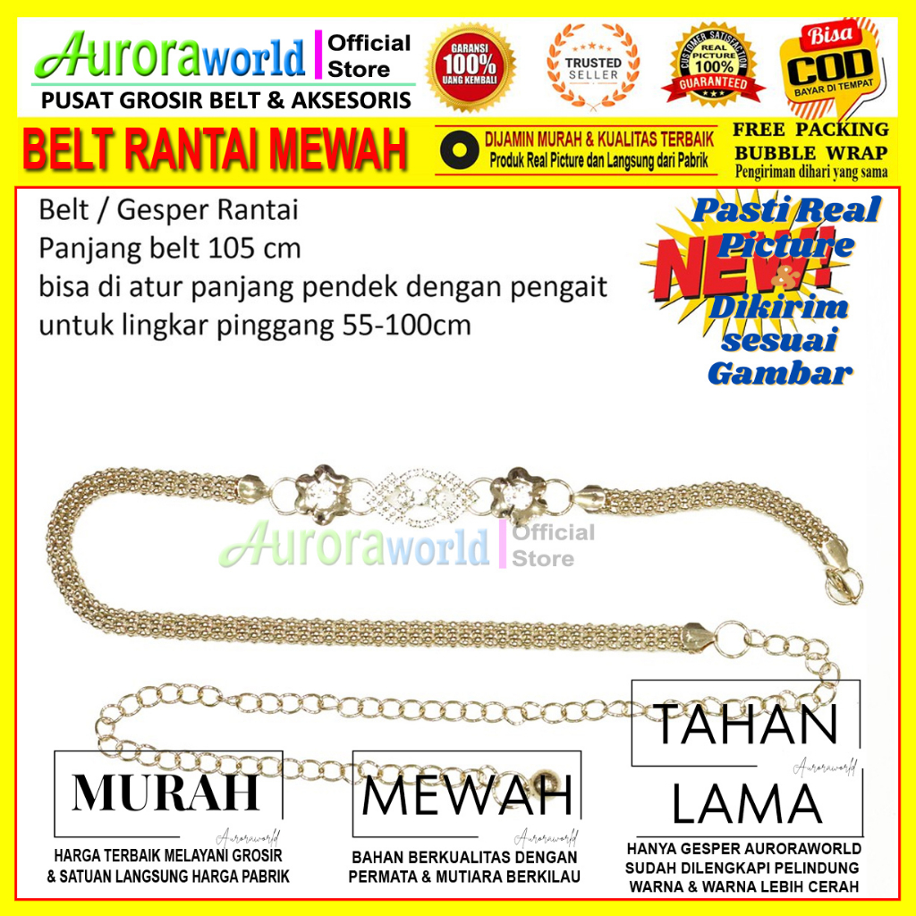 AURORAWORLD IKAT PINGGANG BELT GESPER RANTAI TERBARU