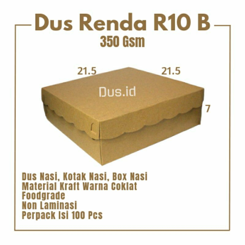 

Dus R10B, Dus Renda 21,5x21,5x7 350 Gsm, Dus Nasi, Kardus Nasi, Box Nasi, Box Nasi Padang, Box bolu, dus bolu