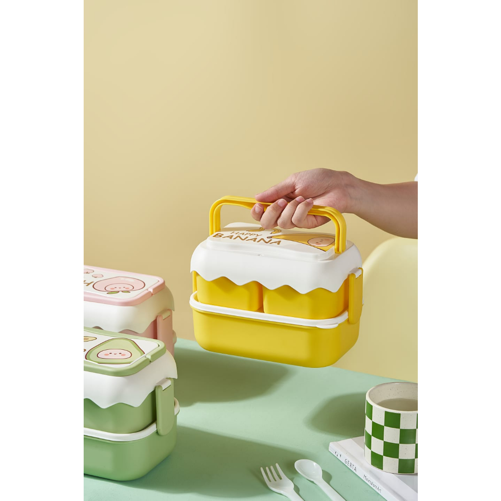 LUNCHBOX//KOTAK MAKAN PERSEGI DUA TINGKAT KD6363