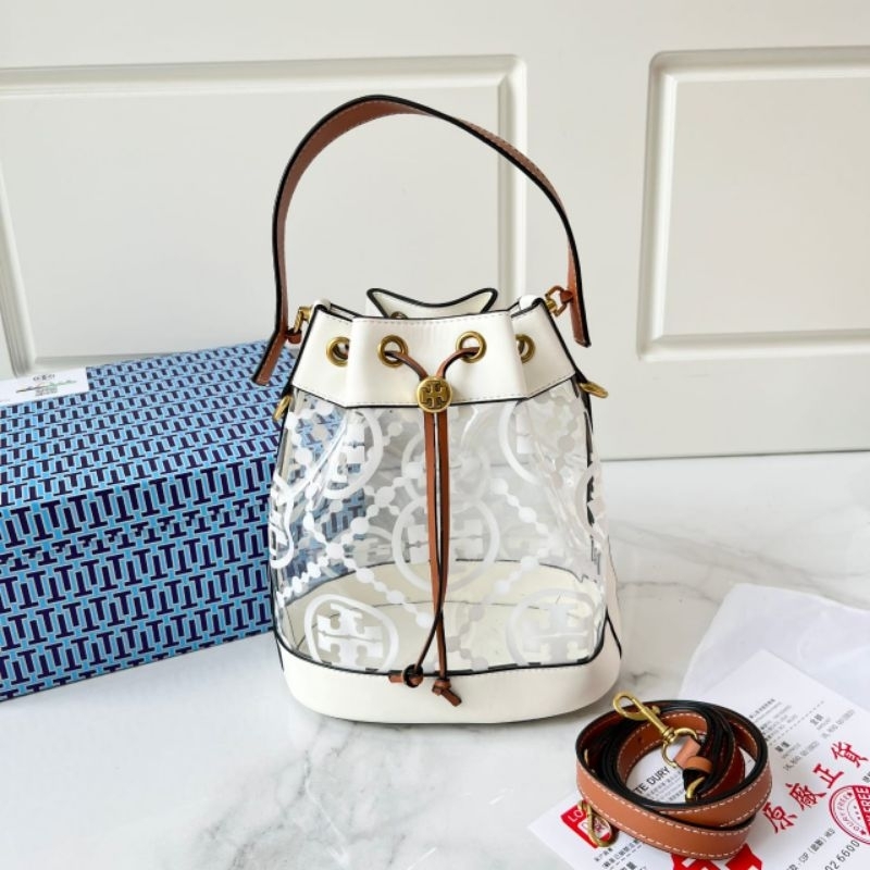 PROMO SALE Tas TB tory selempang serut putih transparant