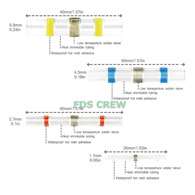 Heat Shrink Penyambung Kabel Timah Solasi Bakar Konektor Waterproof