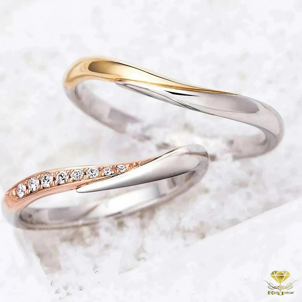 Cincin Couple Emas Berlian Eropa Asli ORI Kawin Nikah Tunangan Pernikahan Wedding Pria Wanita NM75