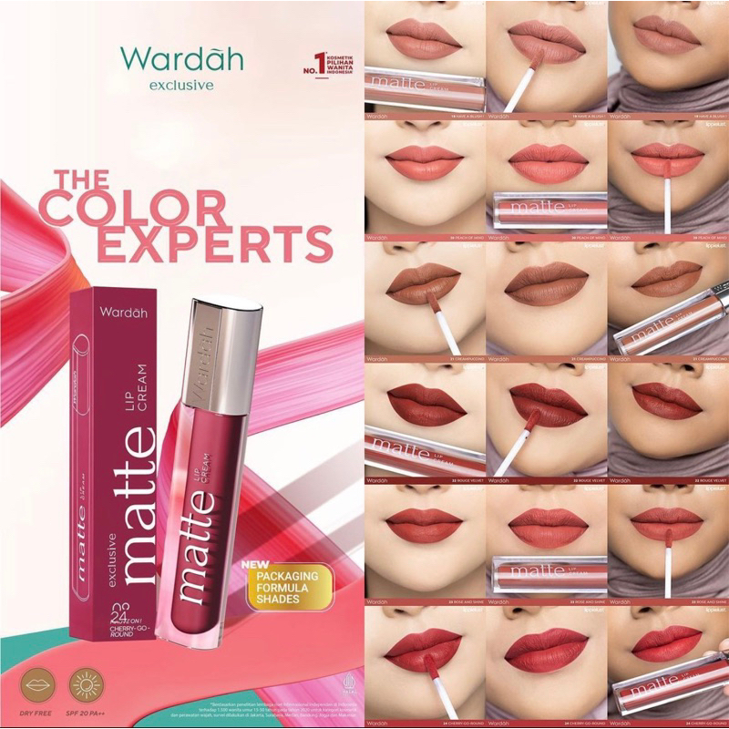 Wardah  Exclusive Matte Lip Cream Dry Free SPF 20 PA++ - lip cream wardah -  ORI BPOM