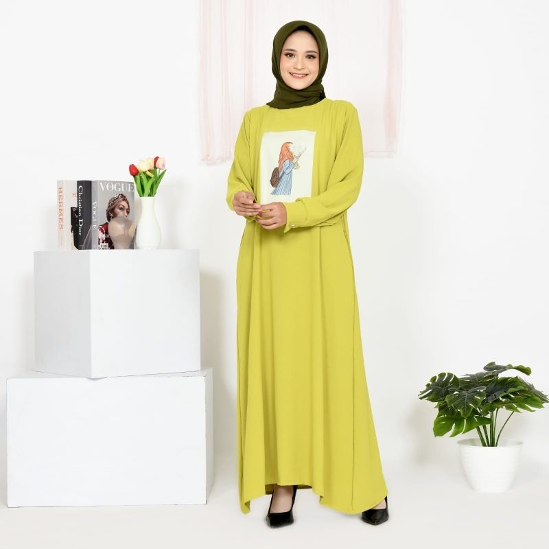 Gamis Terbaru 2023 Lebaran Wanita Varissa Dress Aplikasi Sablon  Dtf Size Jumbo Ukuran L XL XXL 3XL 4XL Ld 140 Bahan Crincle Airflow Adem